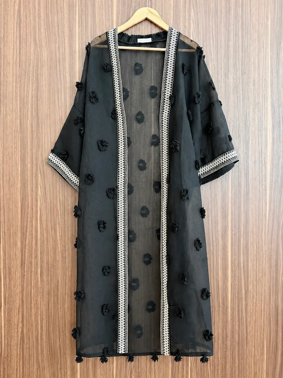 Ürün görseli: Ponponlu Transparan Abaya