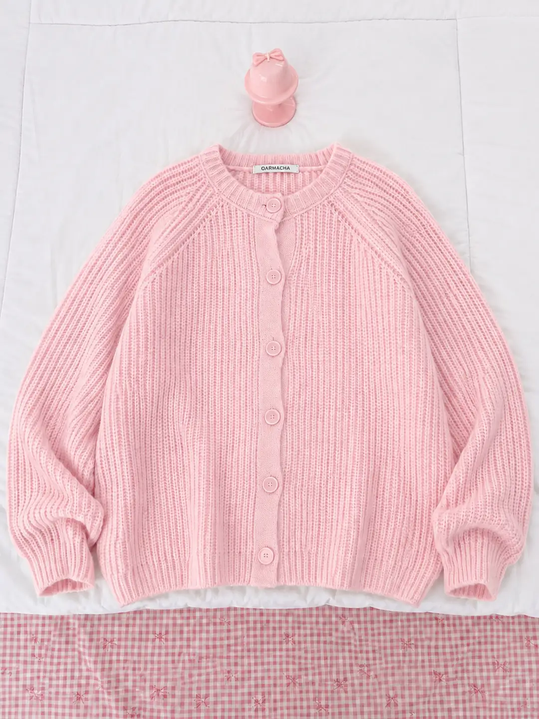 Oversize Düğmeli Fitilli Hırka
