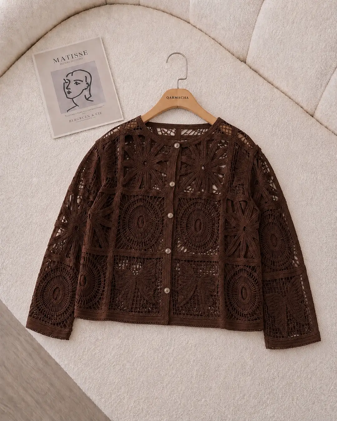 Retro Geometrik Dantel Hırka