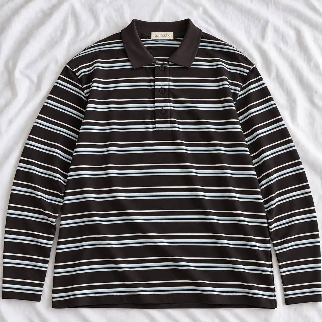 Ürün görseli: Unisex Çizgili Polo Yaka Penye T-Shirt