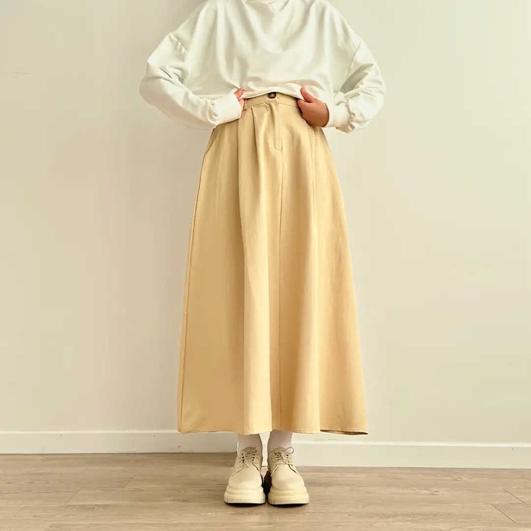 Ürün görseli: Cotton Gabardin Etek - Krem