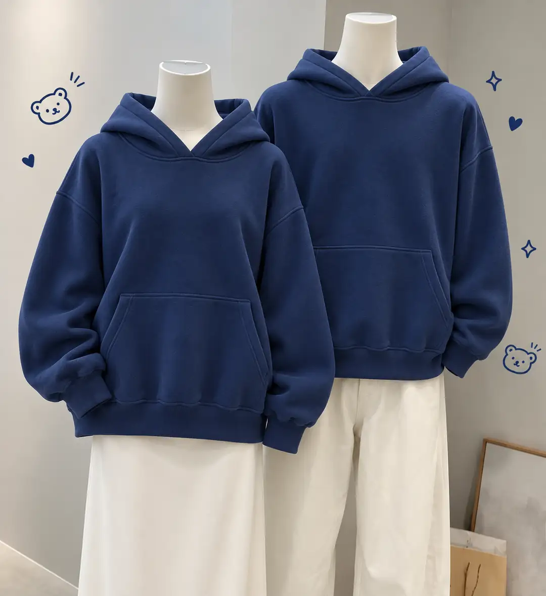 Ürün görseli: 3 İplik Kanguru Cepli Kapüşonlu Sweatshirt - Lacivert