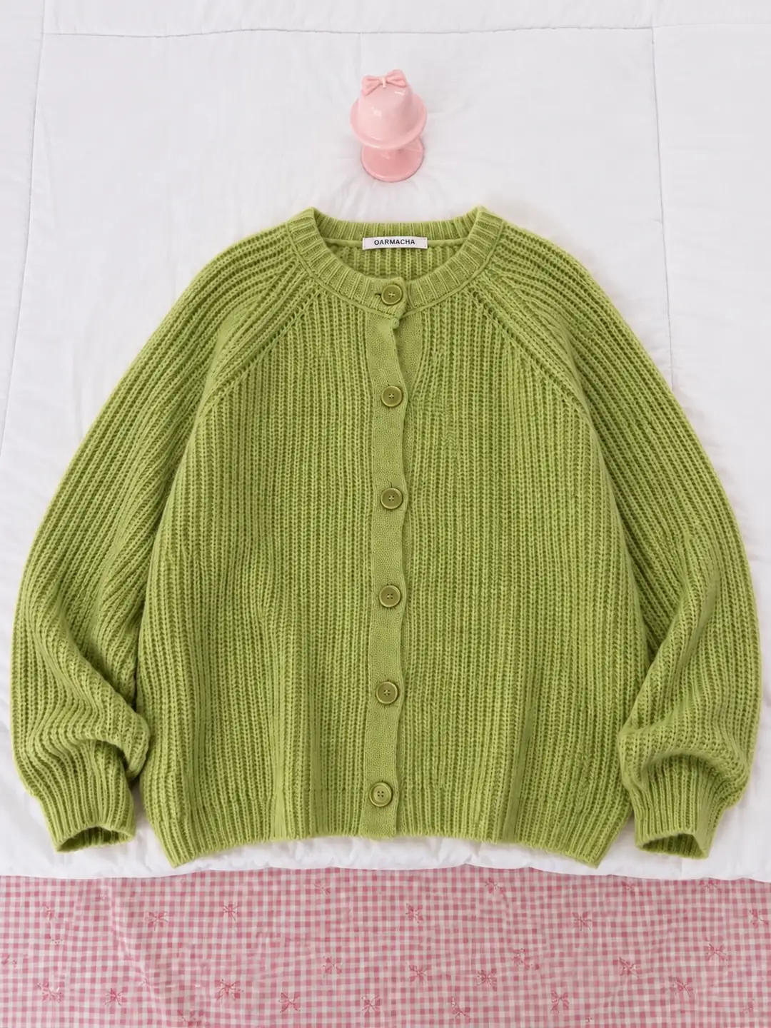 Oversize Düğmeli Fitilli Hırka