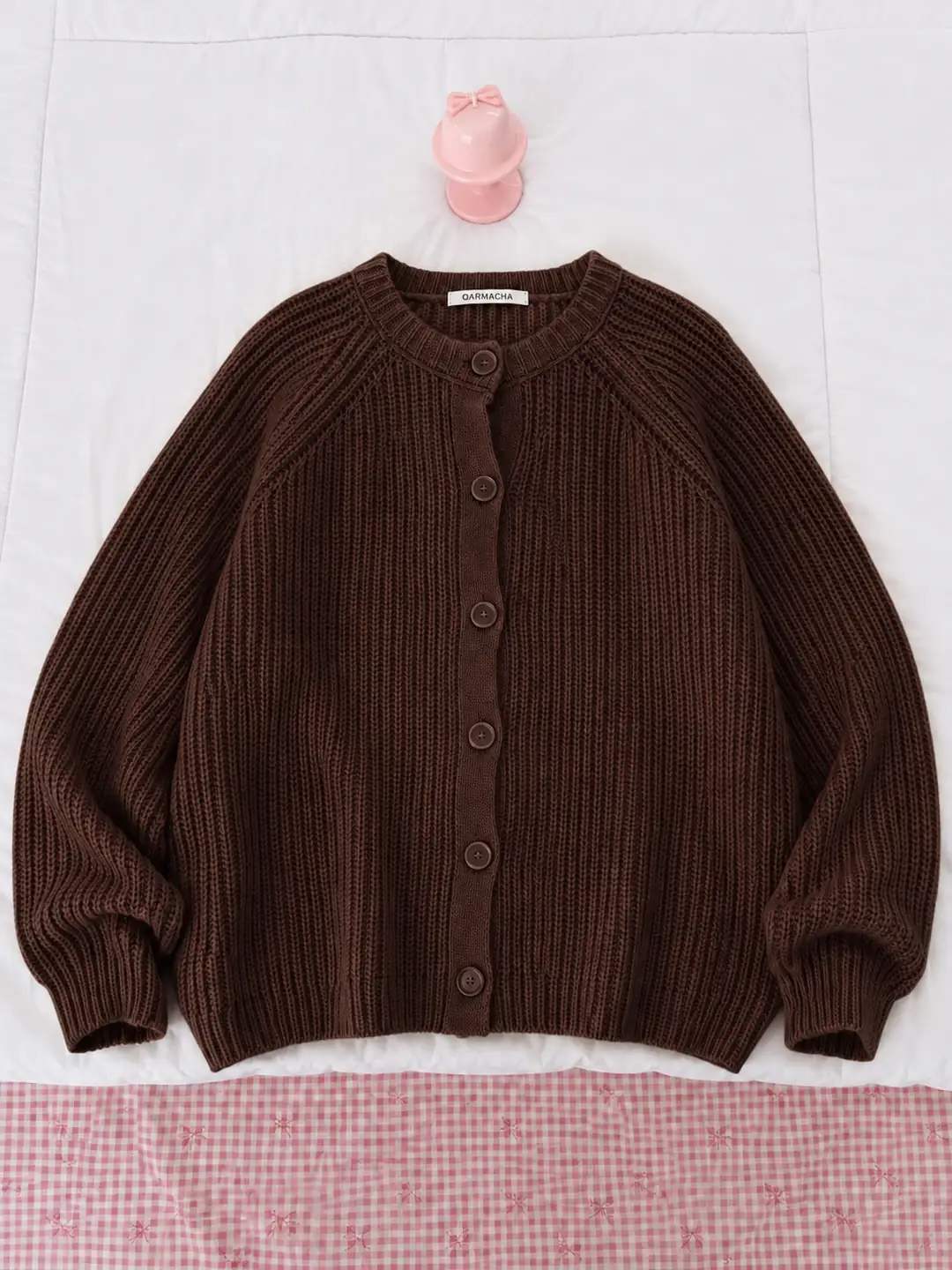 Oversize Düğmeli Fitilli Hırka